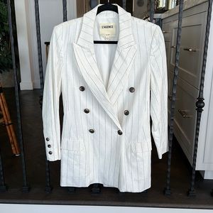 Never worn ! White with thin navy stripes L’agence blazer !
